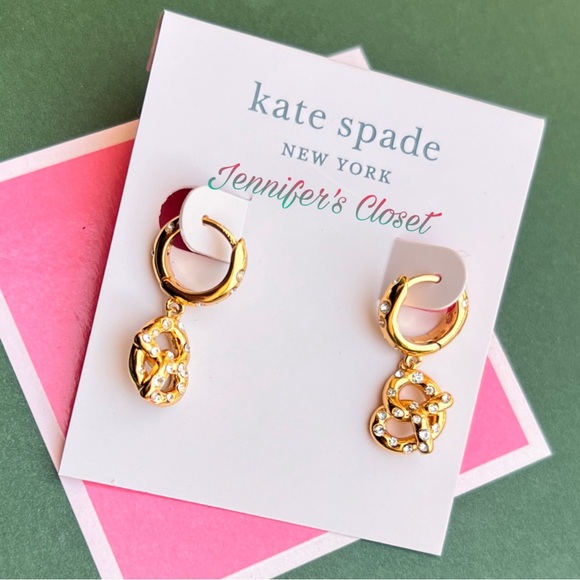 NWT ♠️ Kate Spade Crystal Pretzel Drop Earrings - Picture 6 of 7